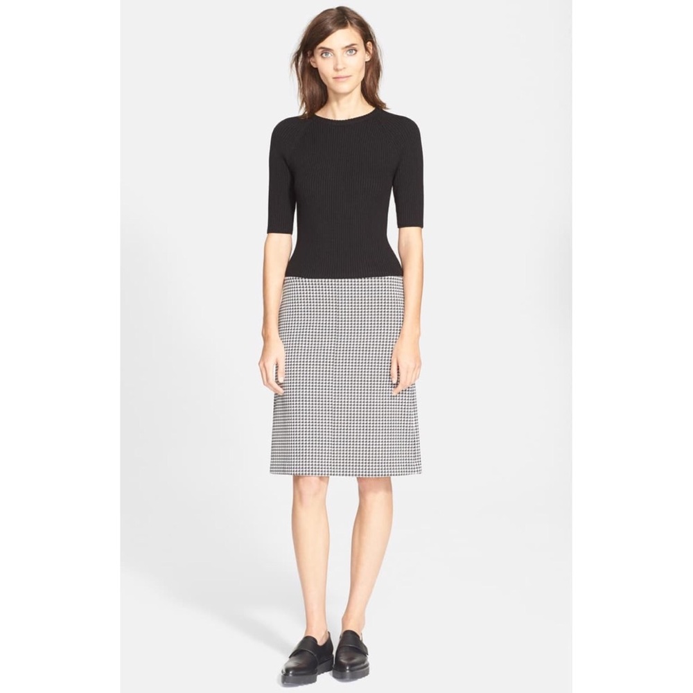 Theory Jothena Winhall Houndstooth Mix Media Dress